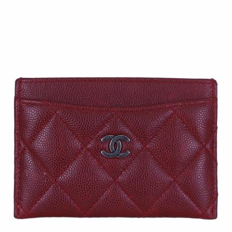 Chanel red best sale card holder